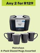Mainstays 4 Pack Glazed Mugs Assorted-For Any 2
