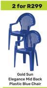 Gold Sun Elegance Mid Back Plastic Blue Chair-For 2
