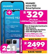 2 x Huawei Nova Y62 Smartphone-On 1.3GB Red Top Up Core More Data + Flexi 80