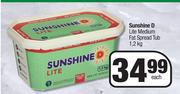 Sunshine D Lite Medium Fat Spread Tub-1.2Kg Each