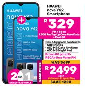 2 x Huawei Nova Y62 Smartphone-On 1.3GB Red Top Up Core More Data + Flexi 80
