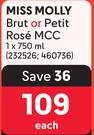 Miss Molly Brut Or Petit Rose MCC-750ml Each