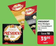 President Brie Wedges Or Camembert (All Variants)-125g Each