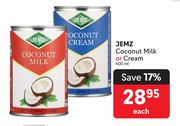 Jemz Coconut Milk Or Cream-400ml Each