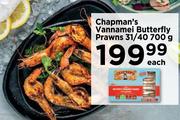 Chapman's Vannamei Butterfly Prawns 31/40-700g Each