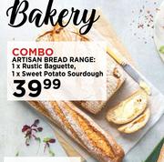 1xRustic Baguette & 1xSweet Potato Sourdough Artisan Bread Combo-Per Combo