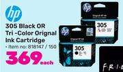 HP 305 Black Or Tri-Color Original Ink Cartridge-Each