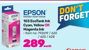 Epson 103Eco Tank Ink Cyan, Yellow or Magenta Ink-Each