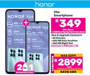 2 x Honor X6a Smartphone-On 1.3GB Red Top Up Core More Data