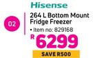 Hisense 264L Bottom Mount Fridge Freezer