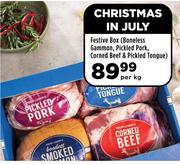 Festive Box (Boneless Gammon, Pickled Pork, Corned Beef & Pickled Tongue)-Per kg