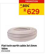Flat Twin Earth Cable 3 x 1.5mm 100m