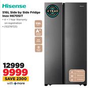 Hisense 516L Side By Side Fridge Inox H670SIT