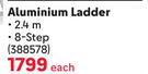 Mundo Aluminium Ladder 8 Step 2.4m-Each