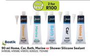 Bostik Home, Car, Bath, Mrine Or Shower Silicone Sealant-For 2 x 90ml