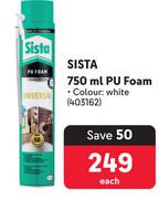 Sista PU Foam-750ml Each