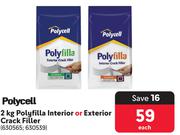 Polycell Polyfilla Interior Or Exterior Crack Filler-2Kg Each