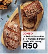 1 x Fruit & Pecan Rye & 1 x Multiseed Bread (Made With Honey)-Combo