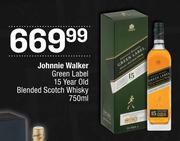 Johnnie Walker Green Label 15 Year Old Blended Scotch Whisky-750ml