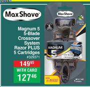 Max Shave Magnum 5 5-Blade Crossover System Razor Plus 5 Cartridges
