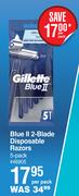 Gillette Blue II 2 Blade Disposable Razors 5 Pack-Per Pack