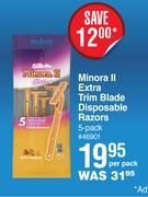 Gillette Minora II Extra Trim Blade Disposable Razors 5 Pack-Per Pack