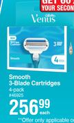 Venus Smooth 3-Blade Cartridges 4 Pack-Each