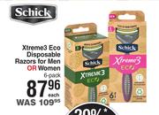 Schick Xtream3 Eco Disposable Razors For Men Or Women 6 Pack-Each