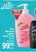 No Hair Hair Removal Lotion Value Pack Assorted-400ml Each