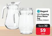 1Regent Catering Glass Water Jug-1.3Ltr Each