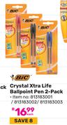 Bic Crystal Xtra Life Ball Point Pen 2 Pack (813183001/813183002/813183003)-Each