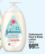 Johnson's Cotton Touch Face & Body Lotion-500ml Each