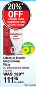 Lifestyle Health Magnesium Fizzy-20 Effervescent Tablets Per Pack
