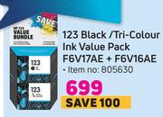 HP 123 Black/Tri-Colour Ink Value pack F6V17AE + F6V16AE