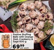 Festive Stuffing Balls With Orange Zest, Cranberry & Sage-600g Per Pack