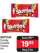 Skittles Candy Coates Chews-For Any 2 x 38's