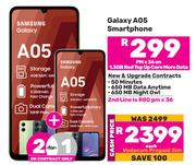 2 x Samsung Galaxy A05 Smartphone-On 1.3GB Red Top Up Core More Data