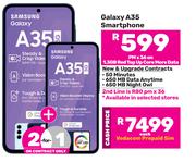 2 x Samsung Galaxy A35 Smartphone-On 1.3GB Red Top Up Core More Data 