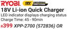 Ryobi 18V Li-Ion Quick Charger XPP-2700 (572836)