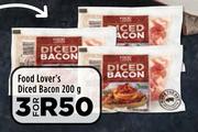 Food Lover's Diced Bacon-For 3 x 200g