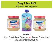 Purity 2nd Foods Jars, Pouches Or Junior Smoothies (All Varints)-For Any 3 x 110/125ml