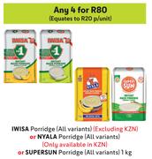 Iwisa Porridge (All Variants) Or Ntala Porridge (All Variants) Or Supersun Porridge-For Any 4 x 1Kg