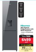 Hisense 263L Bottom Fridge/Freezer With Water Dispenser H370BMIB-WD