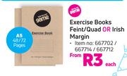 Game Exercise Books Feint/Quad Or Irish Margin A5 48/72 Pages-Each