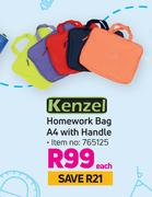 Kenzel Homework Bag A4 With Handle-Each