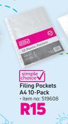 Simple Choice Filing Pockets A4 10 Pack