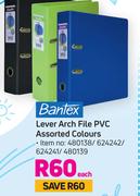 Bantex Lever Arch File PVC Assorted Colours-Each