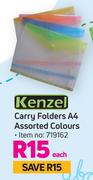 Kenzel Carry Folders A4 Assorted Colours-Each