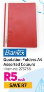 Bantex Quotation Folders A4 Assorted Colours-Each