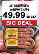 Jan Braai Original Boerewors-500g Per Pack